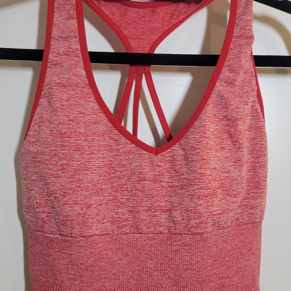 Large PINK Women's Red Heathered Sports Bra